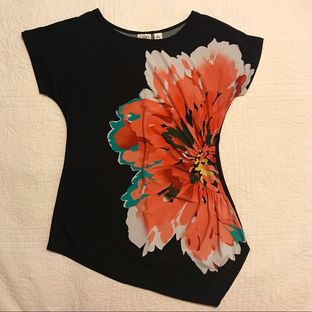 Cato - Black diagonal cut blouse